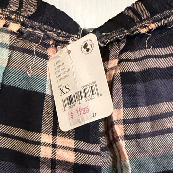 Free People Blue Plaid Ruffle Sleep Shorts - Picture 4 of 5